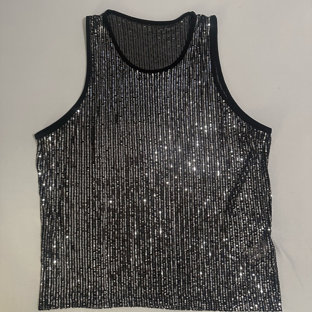 Silver Sequin Tank Top